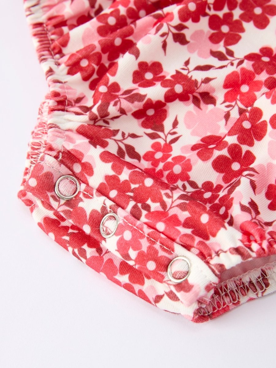 Rylee Faith Designs Valentine's Day "BE ❤ MINE" Embroidered Floral Girls' Romper - 