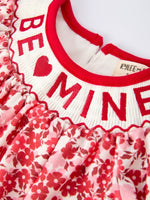 Rylee Faith Designs Valentine's Day "BE ❤ MINE" Embroidered Floral Girls' Romper - 