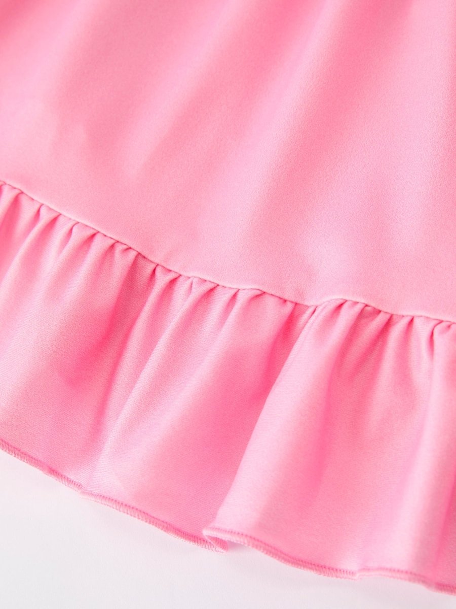 Rylee Faith Designs Valentine’s Day Girls Dress Bundle – Sweetheart Heart Print, Solid Pink, Checker Bow Design - 