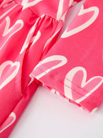 Rylee Faith Designs Valentine’s Day Girls Dress Bundle – Sweetheart Heart Print, Solid Pink, Checker Bow Design - 