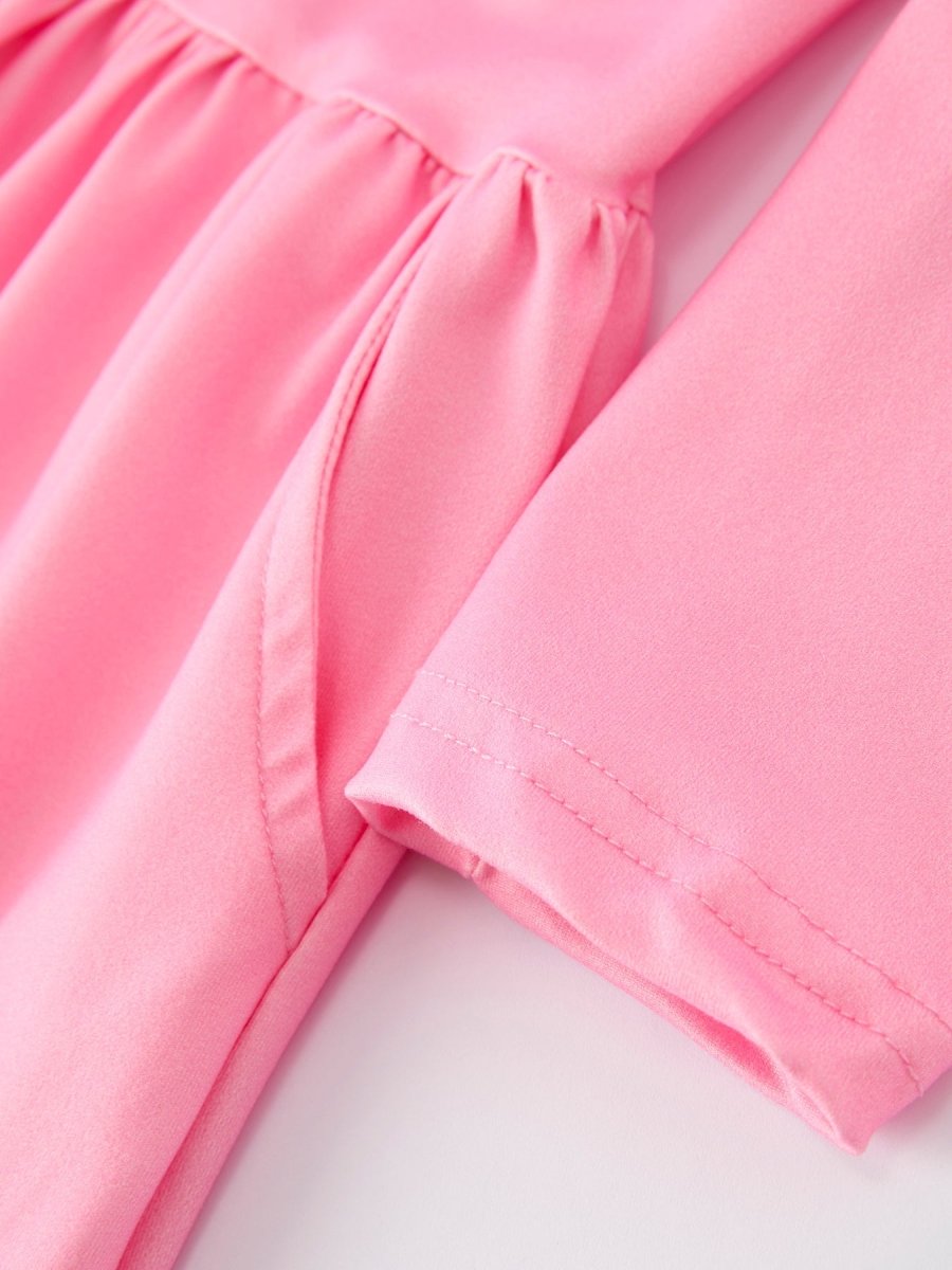 Rylee Faith Designs Valentine’s Day Girls Dress Bundle – Sweetheart Heart Print, Solid Pink, Checker Bow Design - 