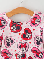 Rylee Faith Designs Valentine's Day Girls Long Sleeve Dress – Pink Character Heart Outfit - 