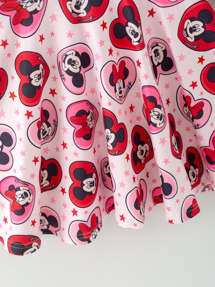 Rylee Faith Designs Valentine's Day Girls Long Sleeve Dress – Pink Character Heart Outfit - 