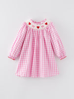 Rylee Faith Designs Valentine's Day Heart Bow Smocking Embroidered Pink Dress - 