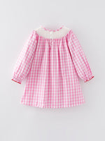 Rylee Faith Designs Valentine's Day Heart Bow Smocking Embroidered Pink Dress - 