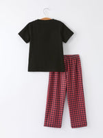 Rylee Faith Designs Valentine's Day Letter Print Top + Plaid Pants Boys Set - 
