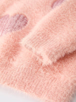 Rylee Faith Designs Valentine's Day Light Pink Girls Heart Sequins Sweater - 