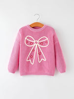 Rylee Faith Designs Valentine's Day Pink Baby Bow Sweater Cardigan - 
