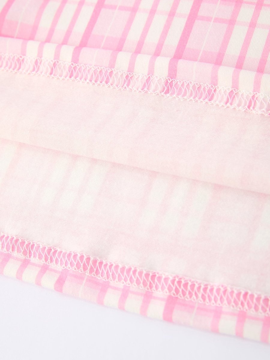 Rylee Faith Designs Valentine's Day Pink Plaid Smocked Heart Embroidery Girls Dress - 