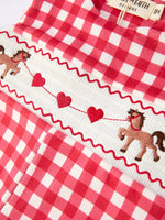 Rylee Faith Designs Valentine's Day Plaid Heart Embroidered Pony Boys' Romper - 