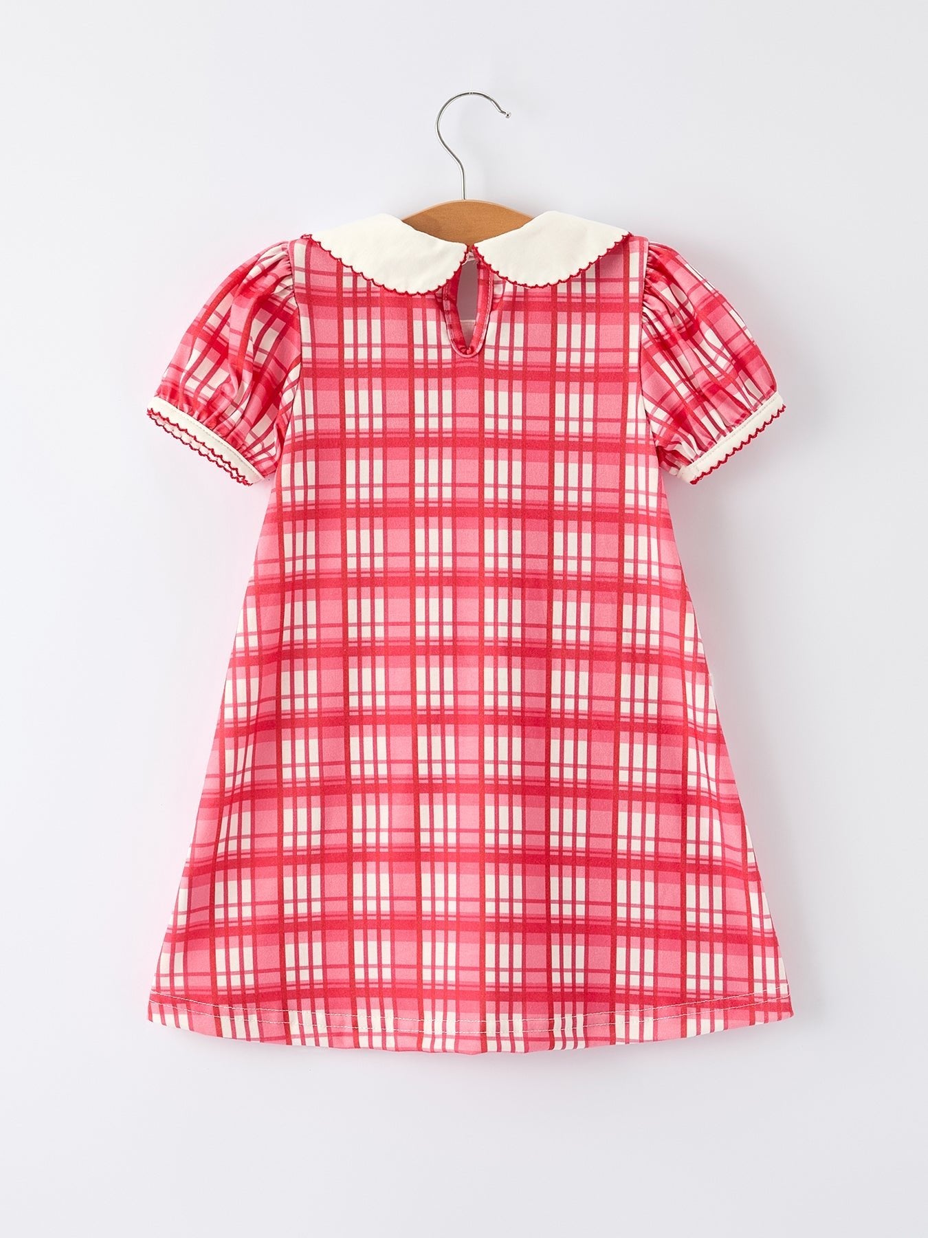 Rylee Faith Designs Valentine's Day Plaid Pocket Girls Short Sleeves Dress - 
