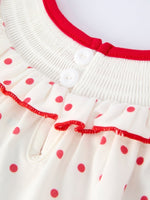 Rylee Faith Designs Valentine's Day Polka Dot Baby Girls Romper with Smocking Embroidery - 