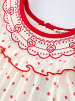 Rylee Faith Designs Valentine's Day Polka Dot Girls' Dress with Smocking Embroidery - 