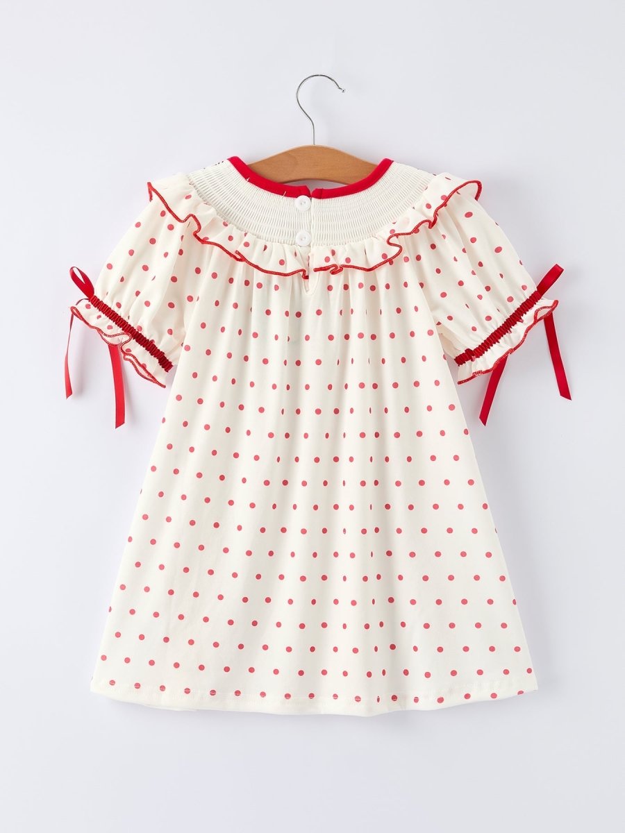 Rylee Faith Designs Valentine's Day Polka Dot Girls' Dress with Smocking Embroidery - 