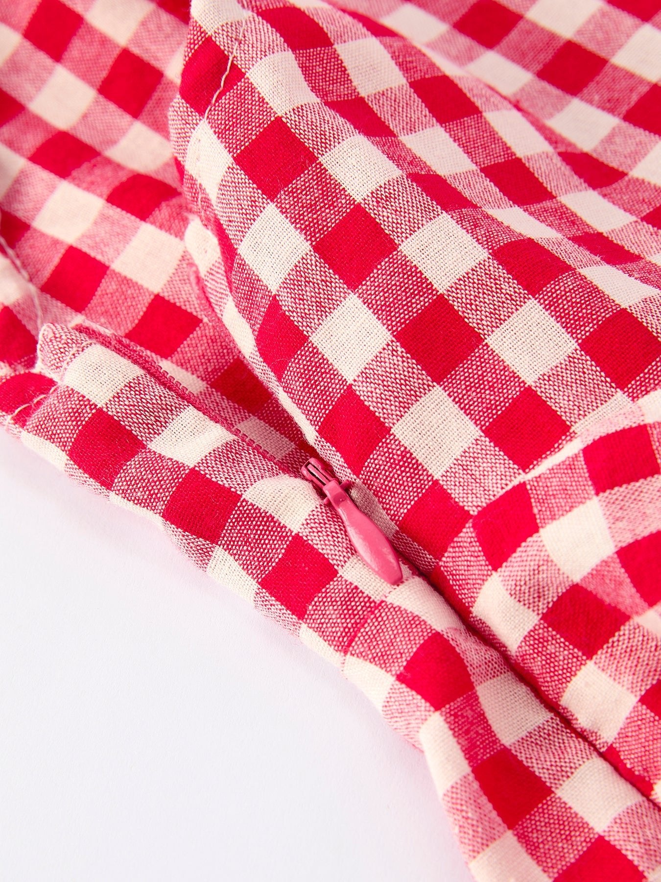 Rylee Faith Designs Valentine’s Day Red Plaid Heart Applique Dress with Bows – Toddler Girls Outfit - 