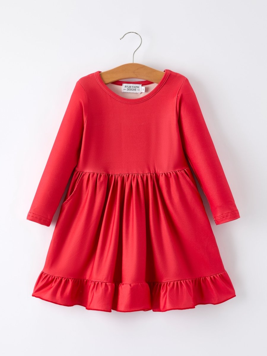 Rylee Faith Designs Valentine's Day Three - Piece Solid Red, Pink, Striped Dress - 