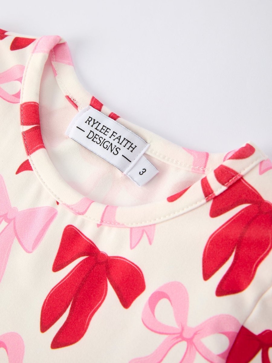 Rylee Faith Designs Valentine's Day Three - Piece Solid Red, Pink, Striped Dress - 