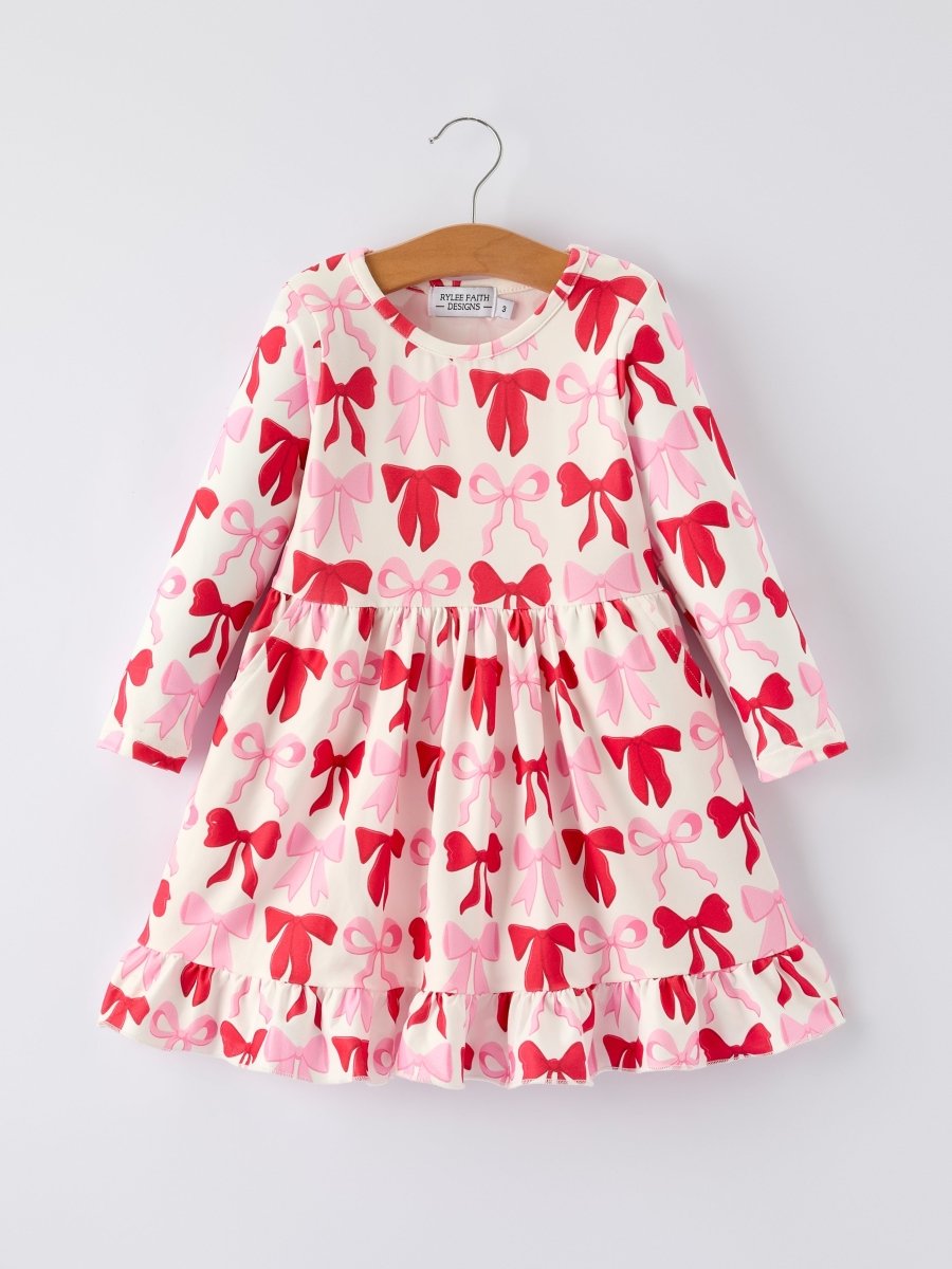 Rylee Faith Designs Valentine's Day Three - Piece Solid Red, Pink, Striped Dress - 