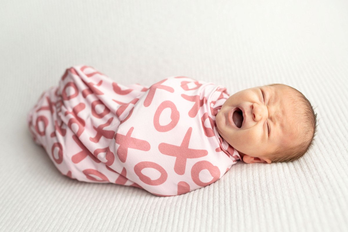 Three Little Tots Valentine's Day XOXO Bamboo Newborn Swaddle Blanket - 