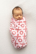 Three Little Tots Valentine's Day XOXO Bamboo Newborn Swaddle Blanket - 