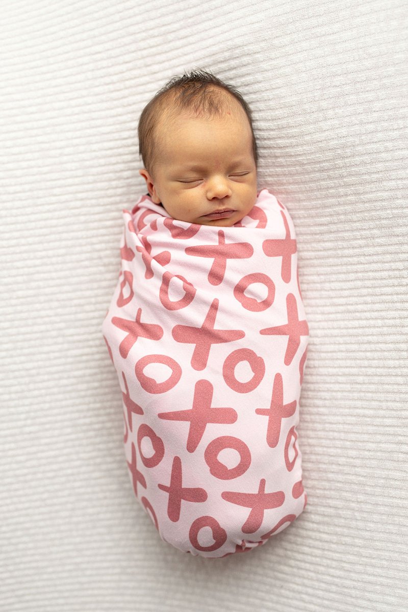 Three Little Tots Valentine's Day XOXO Bamboo Newborn Swaddle Blanket - 