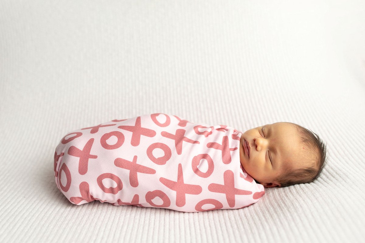Three Little Tots Valentine's Day XOXO Bamboo Newborn Swaddle Blanket - 