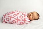 Three Little Tots Valentine's Day XOXO Bamboo Newborn Swaddle Blanket - 