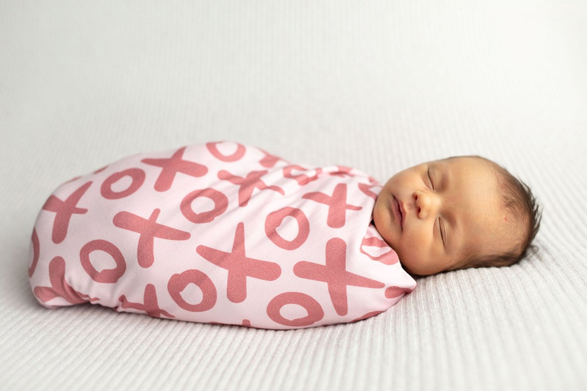 Three Little Tots Valentine's Day XOXO Bamboo Newborn Swaddle Blanket - 