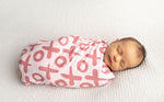 Three Little Tots Valentine's Day XOXO Bamboo Newborn Swaddle Blanket - 