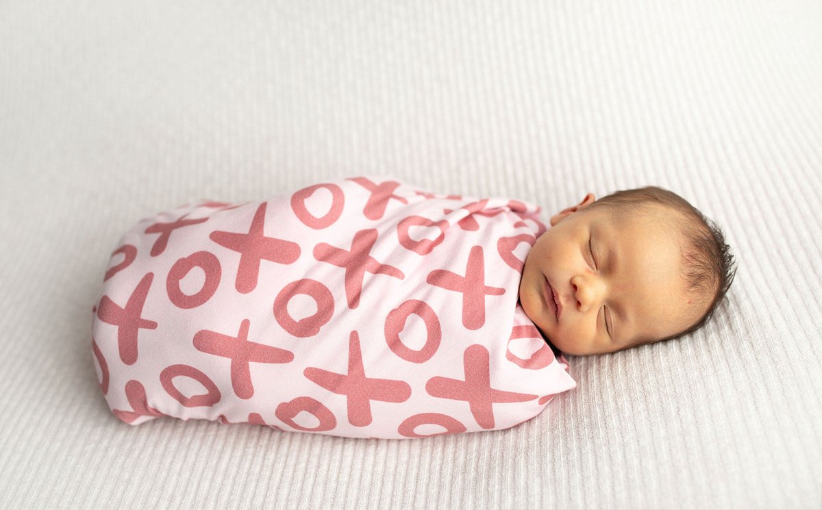 Three Little Tots Valentine's Day XOXO Bamboo Newborn Swaddle Blanket - 