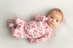 Three Little Tots Valentine's Day XOXO Bamboo Newborn Zipper Pajamas Sleepers - 