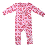 Three Little Tots Valentine's Day XOXO Bamboo Newborn Zipper Pajamas Sleepers - 