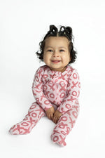 Three Little Tots Valentine's Day XOXO Bamboo Newborn Zipper Pajamas Sleepers - 