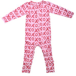 Three Little Tots Valentine's Day XOXO Bamboo Newborn Zipper Pajamas Sleepers - 