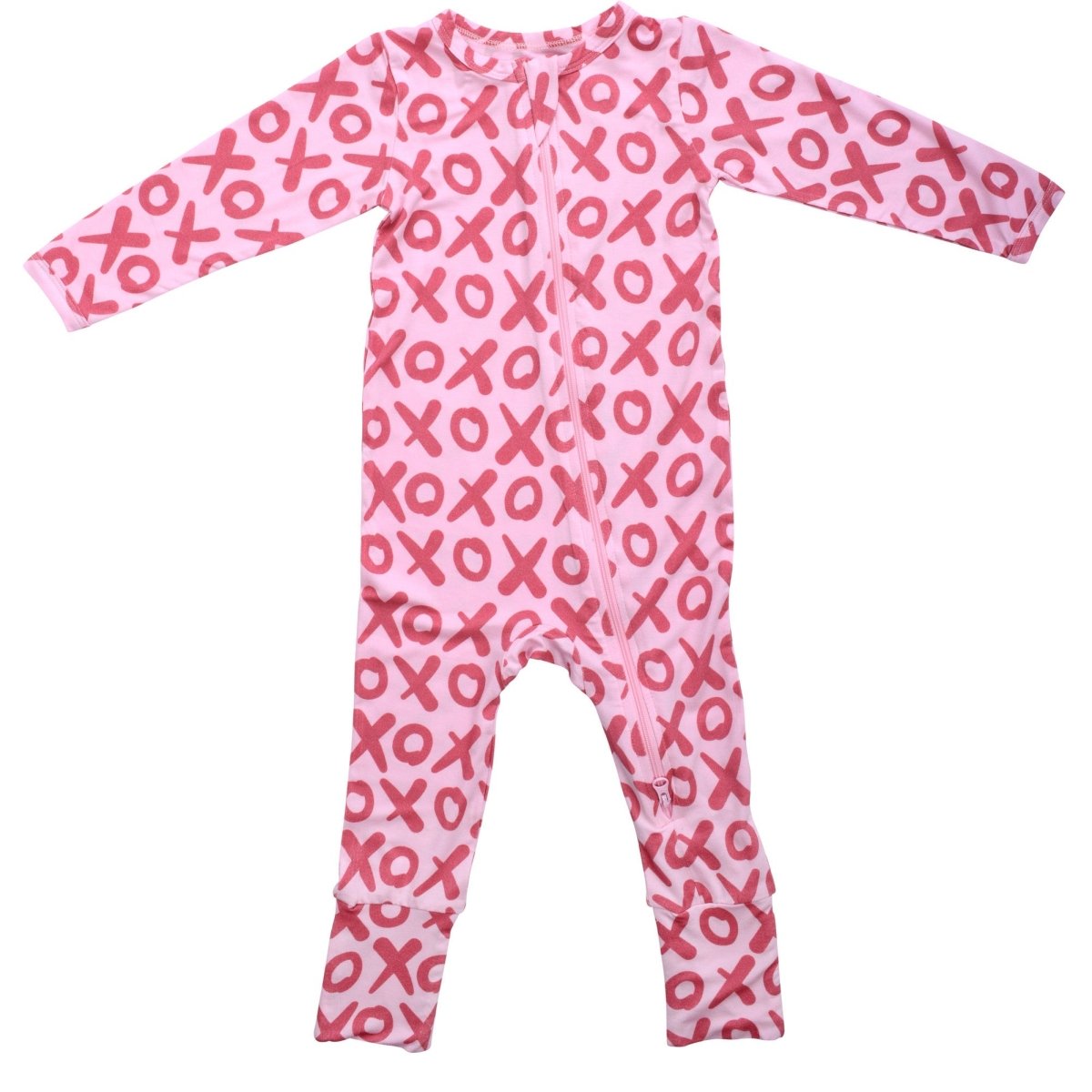 Three Little Tots Valentine's Day XOXO Bamboo Newborn Zipper Pajamas Sleepers - 