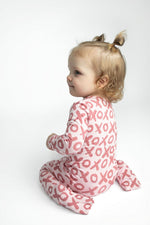 Three Little Tots Valentine's Day XOXO Bamboo Newborn Zipper Pajamas Sleepers - 