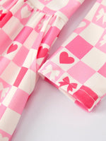 Rylee Faith Designs Valentine’s Girls Long Sleeve 3 - Piece Dress Set with Hearts and Stripes - 