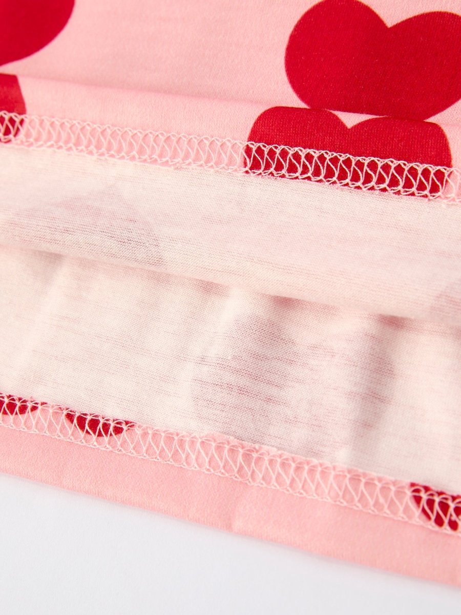 Rylee Faith Designs Valentine’s Girls Long Sleeve 3 - Piece Dress Set with Hearts and Stripes - 