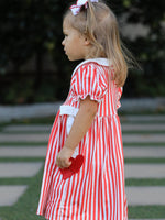 Rylee Faith Designs Valentine's Red Stripe Heart Dress for Toddler Girls - 