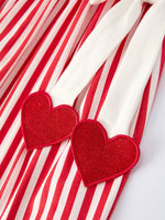 Rylee Faith Designs Valentine's Red Stripe Heart Dress for Toddler Girls - 