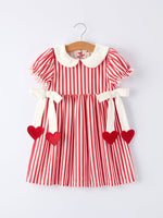 Rylee Faith Designs Valentine's Red Stripe Heart Dress for Toddler Girls - 