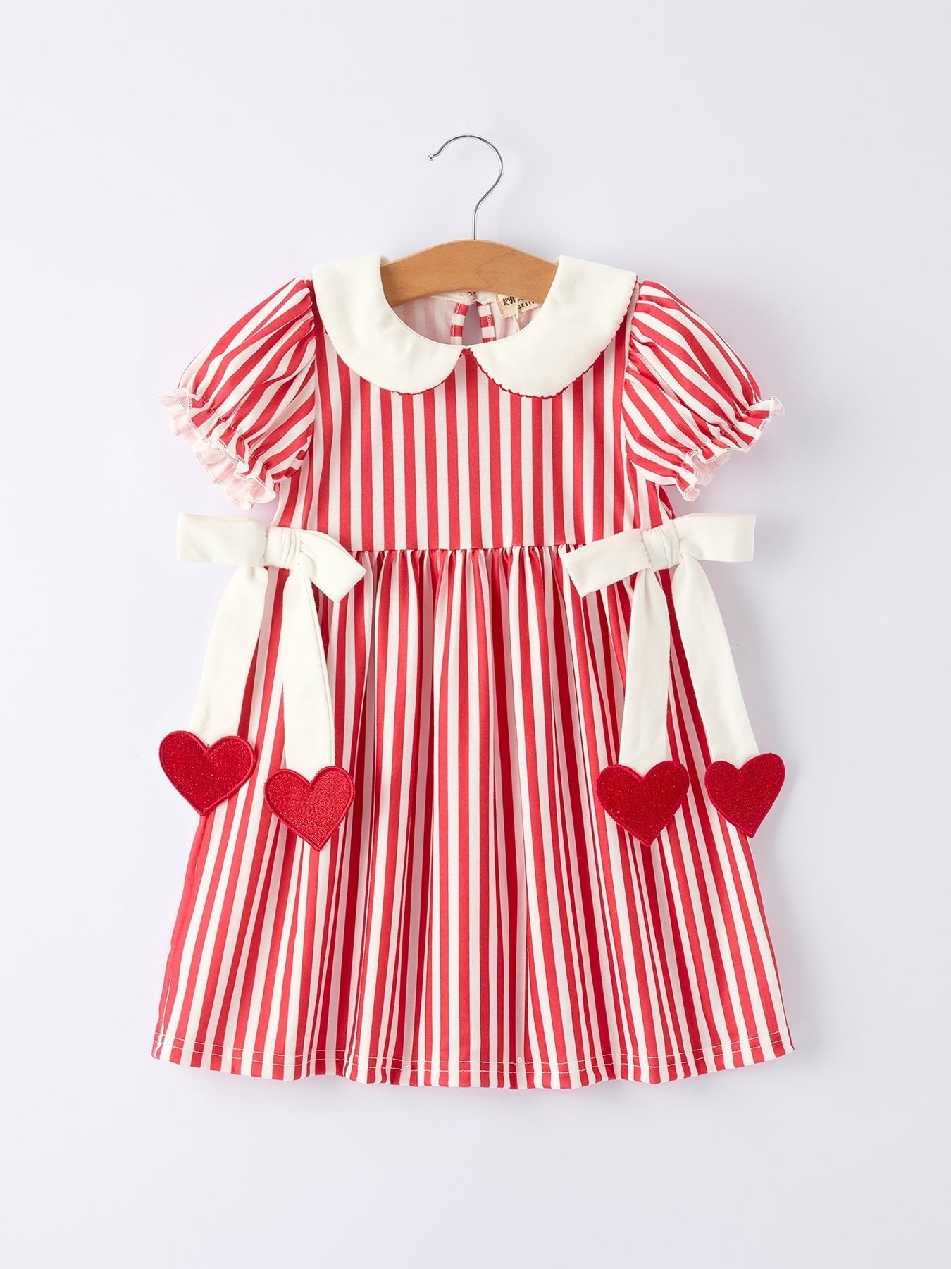 Rylee Faith Designs Valentine's Red Stripe Heart Dress for Toddler Girls - 