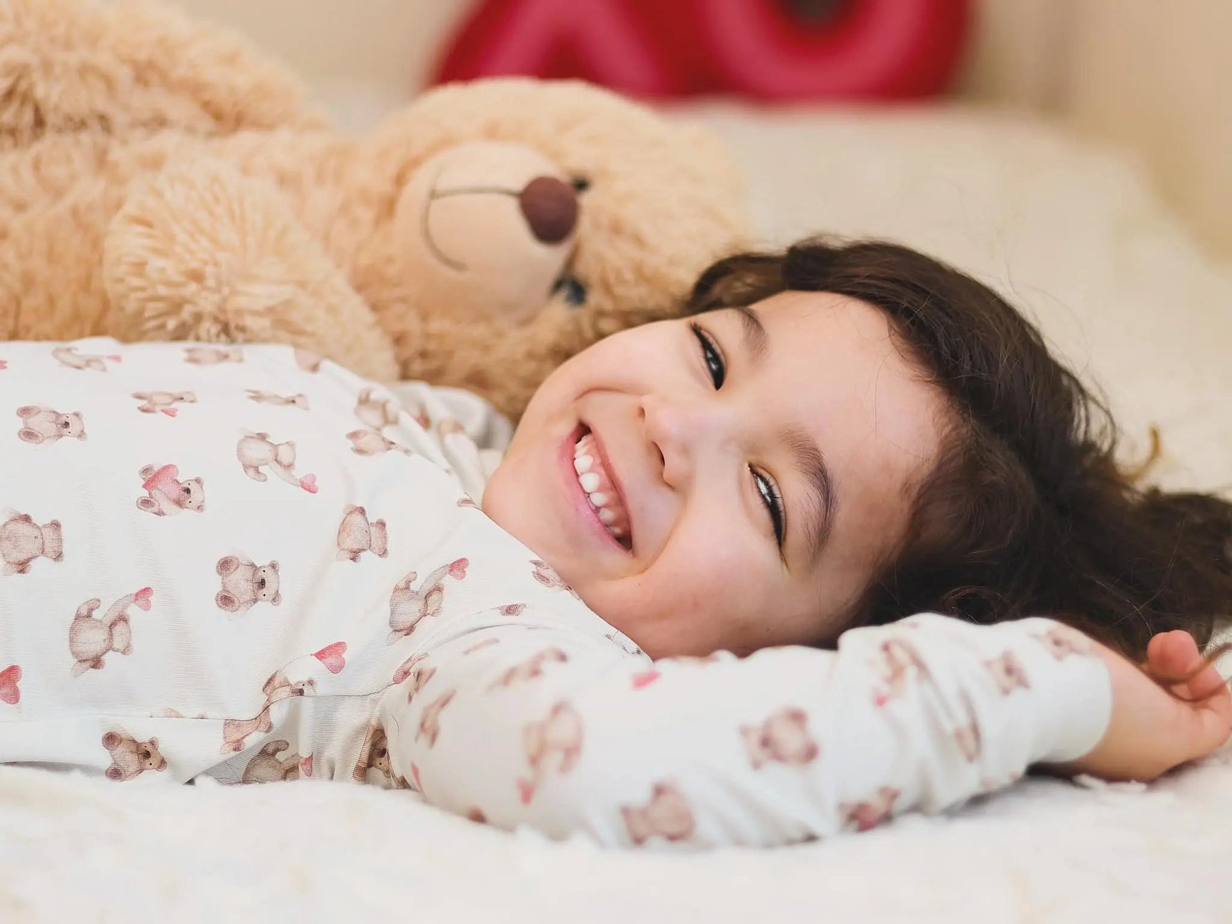 Little Joy Co. Valentines Teddy Bear 2pc Bamboo Pajamas - 