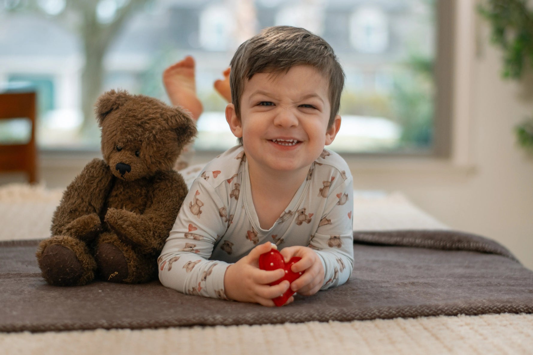 Little Joy Co. Valentines Teddy Bear 2pc Bamboo Pajamas - 