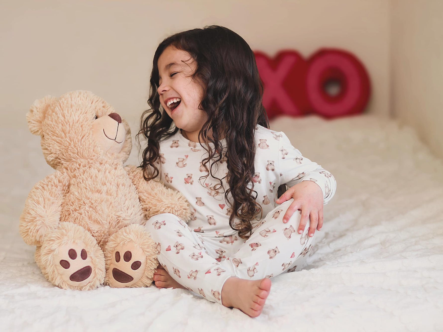 Little Joy Co. Valentine's Teddy Bear 2pc Bamboo Pajamas