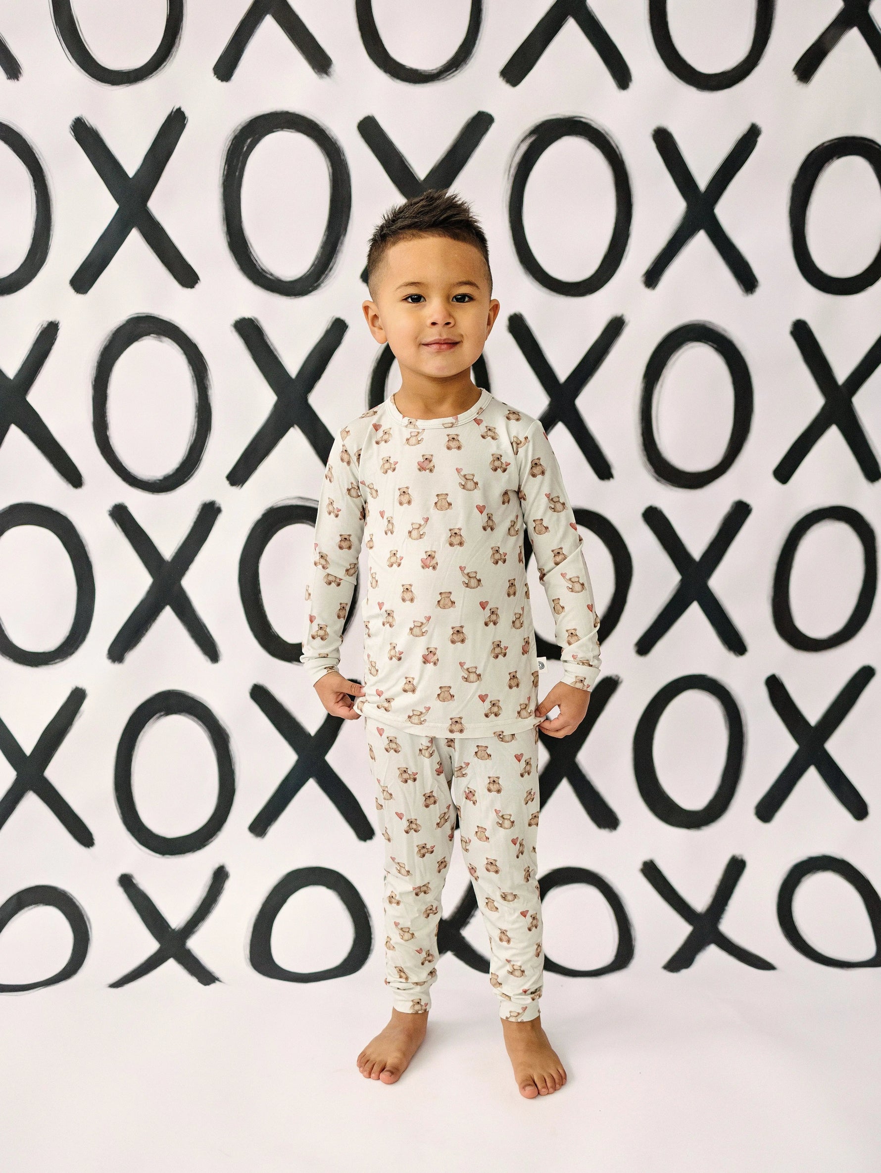 Little Joy Co. Valentines Teddy Bear 2pc Bamboo Pajamas - 