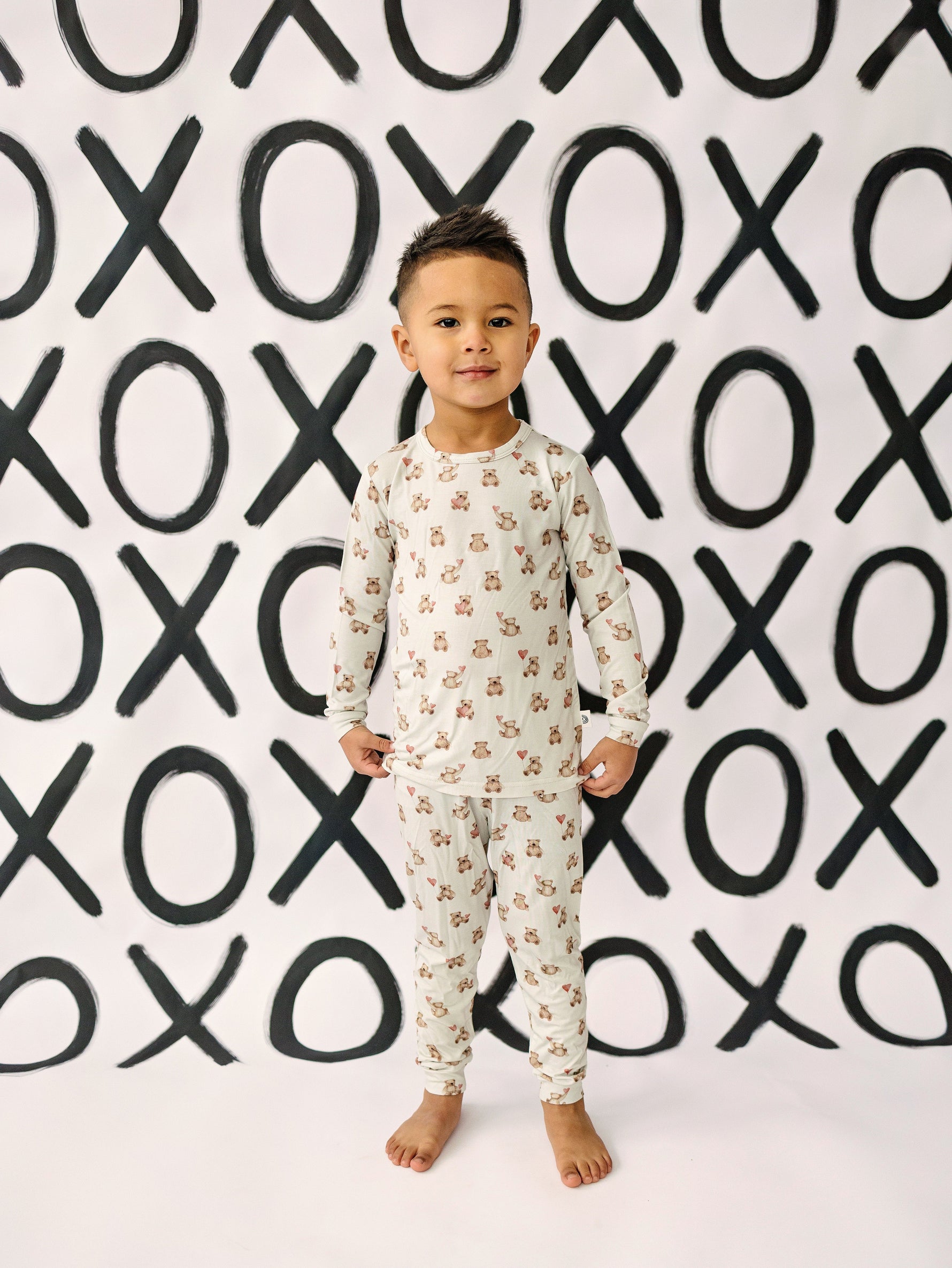Little Joy Co. Valentine's Teddy Bear 2pc Bamboo Pajamas