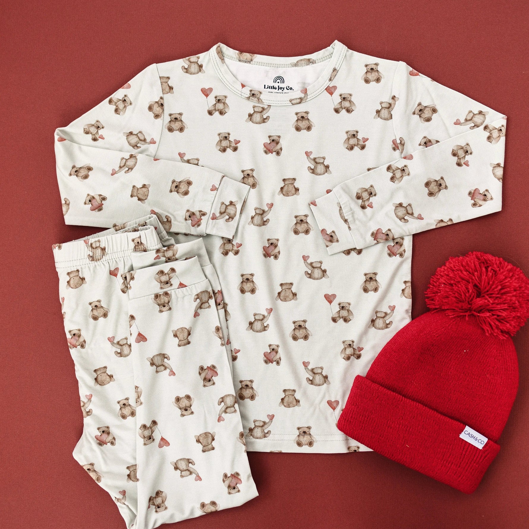 Little Joy Co. Valentines Teddy Bear 2pc Bamboo Pajamas - 