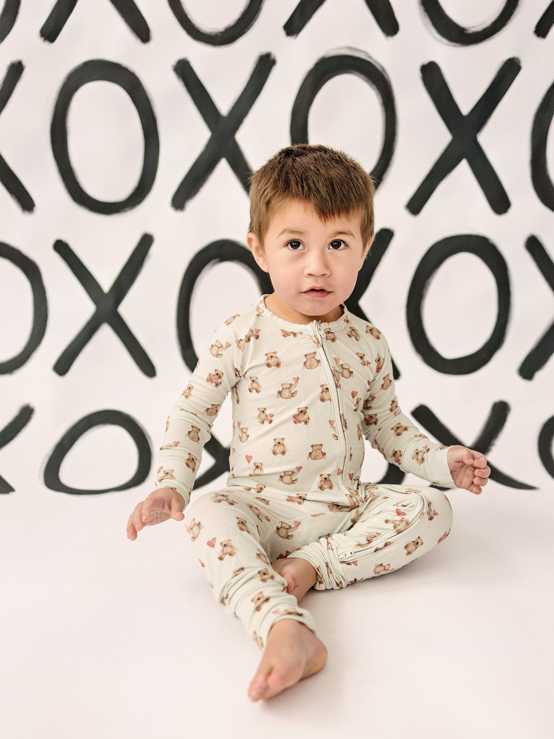 Little Joy Co. Valentine's Teddy Bear Bamboo Zippy Pajamas - 