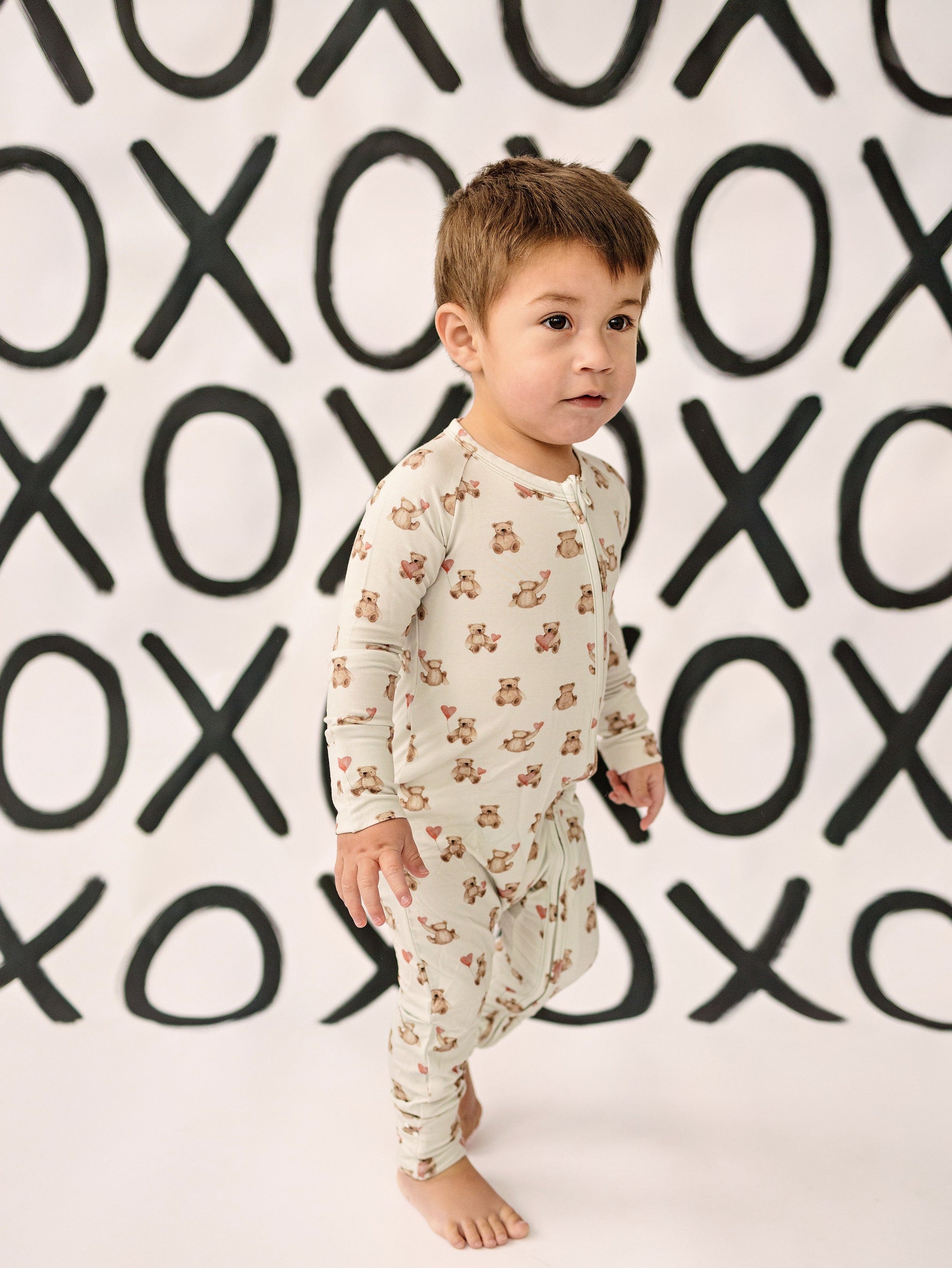 Little Joy Co. Valentine's Teddy Bear Bamboo Zippy Pajamas - 